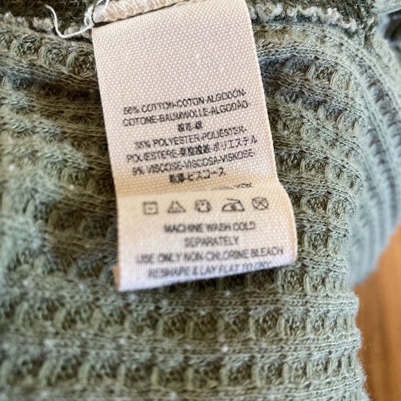 We The Free Henley Army Green Waffle Knit Shirt - Picture 6 of 7